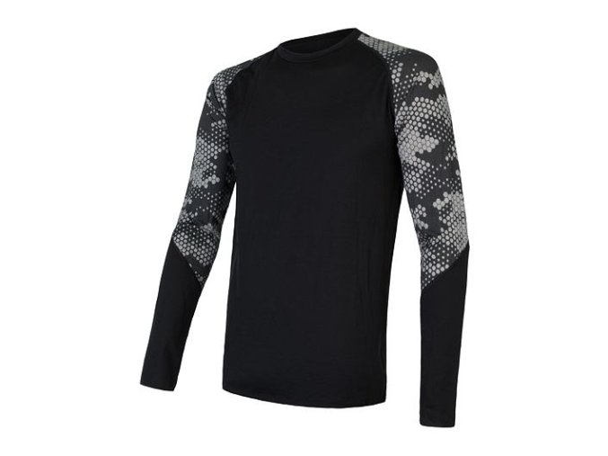 triko dlouhé pánské SENSOR MERINO IMPRESS černá/honeycomb (Velikost L)