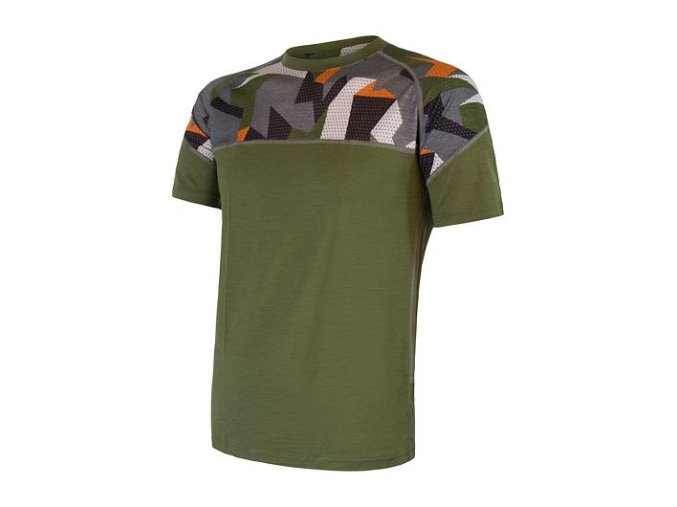 triko krátké pánské SENSOR MERINO IMPRESS safari/camo