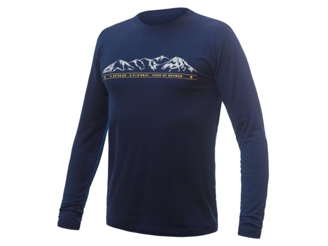 triko dlouhé pánské SENSOR MERINO ACTIVE PT MOUNTAINS tmavě modré