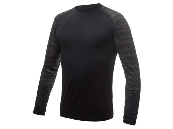 triko dlouhé pánské SENSOR MERINO IMPRESS černá/batik