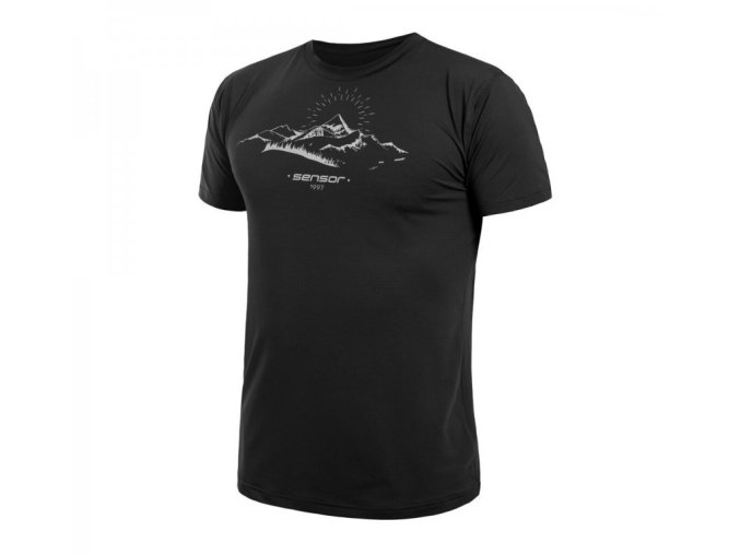 triko krátké pánské SENSOR COOLMAX TECH MOUNTAINS černé (Velikost L)