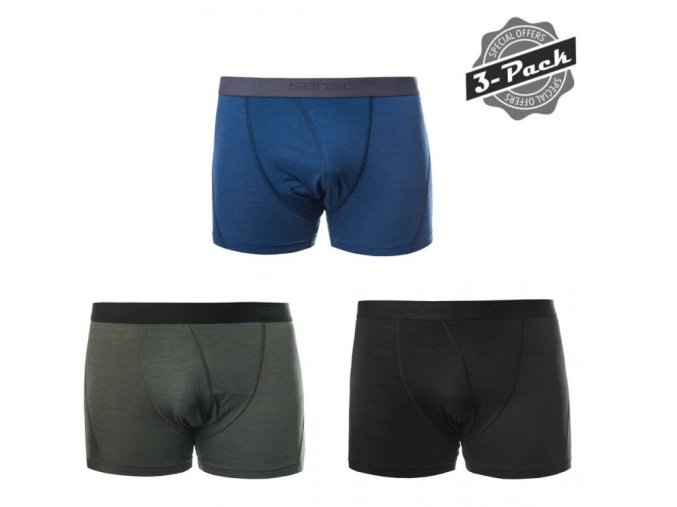 boxerky SENSOR MERINO AIR 3pack černé/modré/olivové NEW (Velikost L)