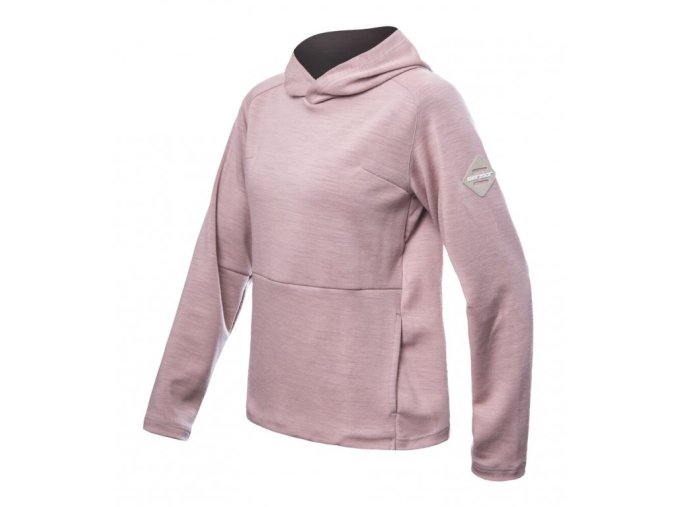 mikina dámská SENSOR MERINO UPPER TRAVELLER s kapucí sv. růžová