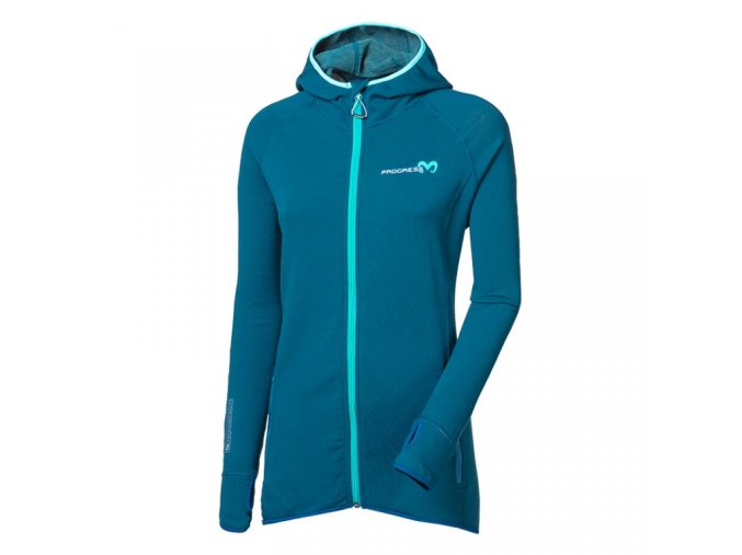 mikina dámská Progress TISPA HOODY MERINO petrol