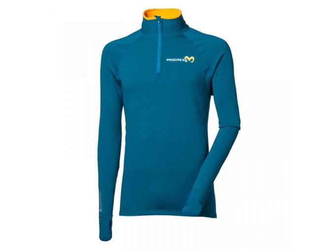 mikina pánská Progress TOREZ ZIP MERINO petrol (Velikost L)