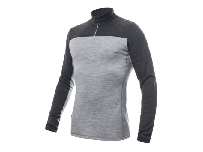 triko dlouhé pánské SENSOR MERINO BOLD rolák zip šedé (Velikost L)