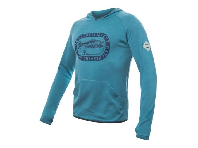 mikina pánská SENSOR MERINO UPPER OUTDOORS s kapucí modrá
