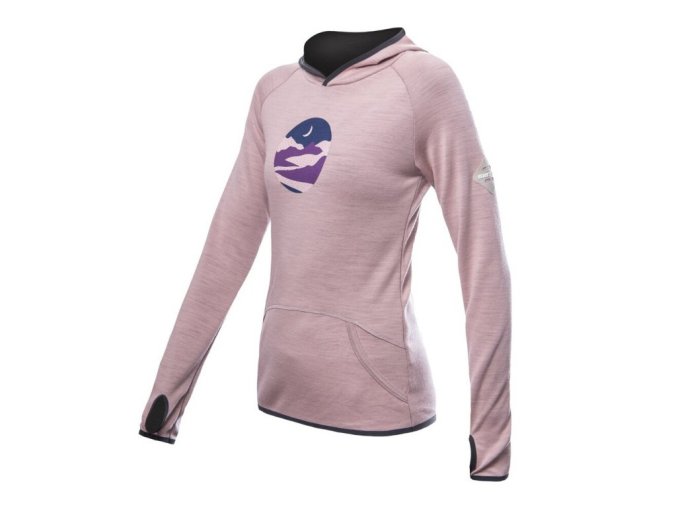 mikina dámská SENSOR MERINO UPPER TRIGLAV s kapucí růžová (Velikost L)