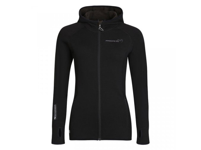 mikina dámská Progress TISPA HOODY MERINO černá