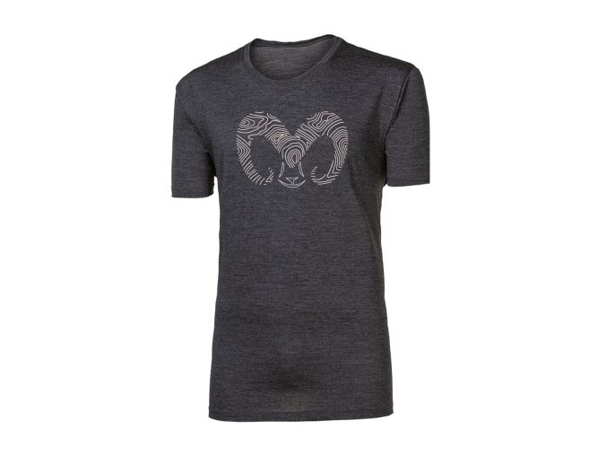 triko krátké pánské Progress HRUTUR RAM merino šedý melír (Velikost L)