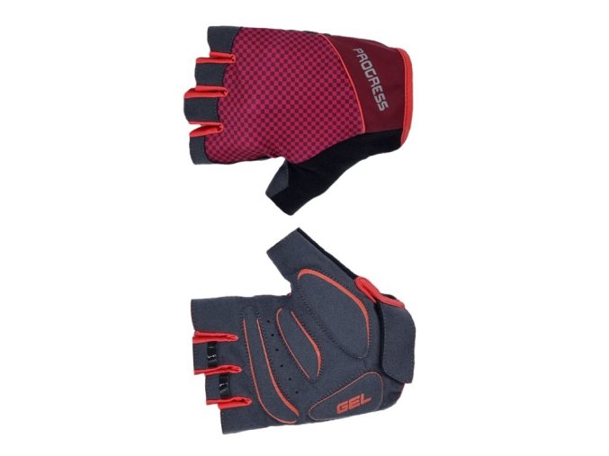rukavice cyklistické Progress SOLARIA MITTS vínovo/růžové (Velikost L)