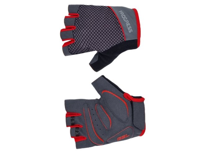 rukavice cyklistické Progress SOLAR MITTS černo/červené (Velikost L)