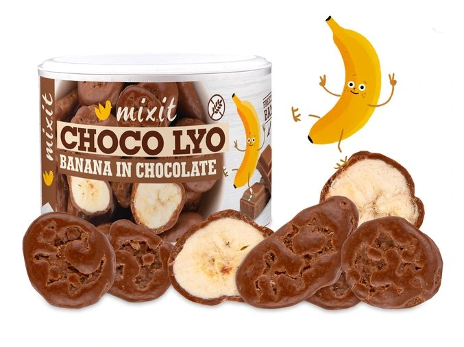 křupavé banánky Mixit v čokoládě 170g exp. 06/24