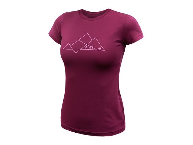 triko krátké dámské SENSOR COOLMAX TECH GEO MOUNTAINS lilla (Velikost L)