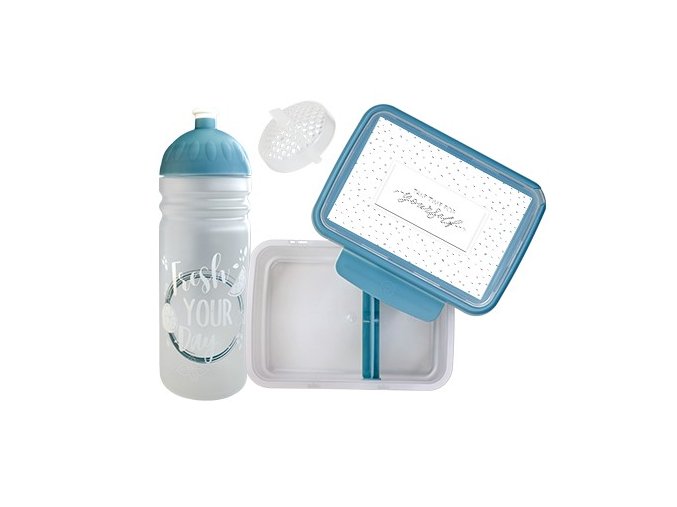 set R&B box a lahev FRESH 2v1 šedomodrá 700ml