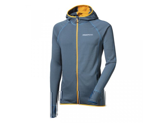 mikina pánská Progress TOREZ HOODY modrošedá/ kari (Velikost L)