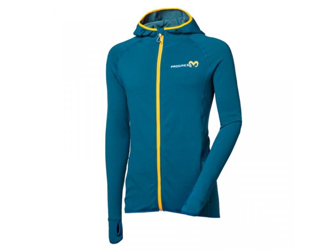 mikina pánská Progress TOREZ HOODY MERINO petrol (Velikost L)