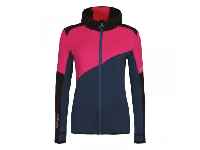 mikina dámská Progress TERRITORIA HOODY černá/fuchsie/petrol (Velikost L)