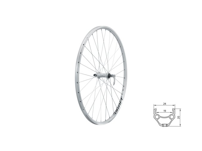 KELLYS Zapletené kolo přední KLS DRAFT V-brake F, 28/29", silver 19mm