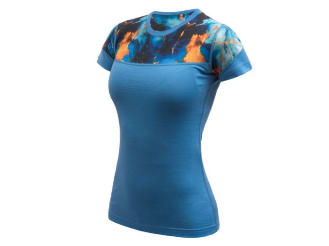 triko krátké dámské SENSOR MERINO IMPRESS modré/universe (Velikost L)