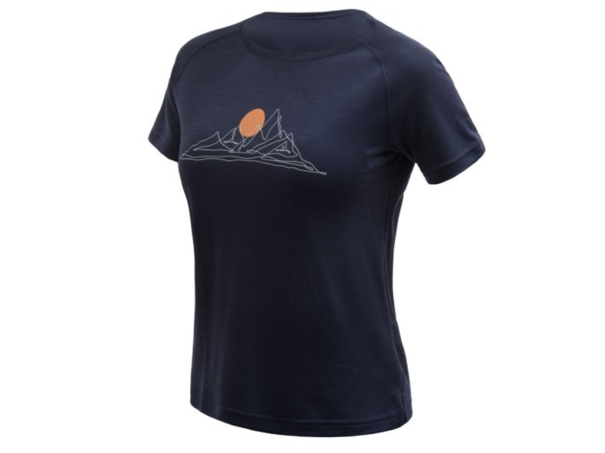 triko krátké dámské SENSOR MERINO BLEND MOON modré