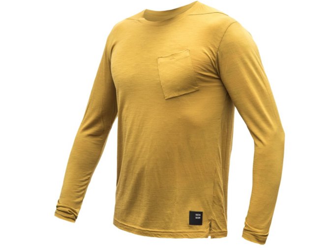 triko dlouhé pánské SENSOR MERINO AIR traveller hořčicové