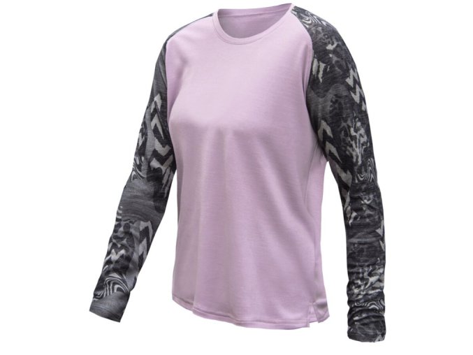 triko dlouhé dámské SENSOR MERINO BLEND IMPRESS violet/zebra (Velikost L)