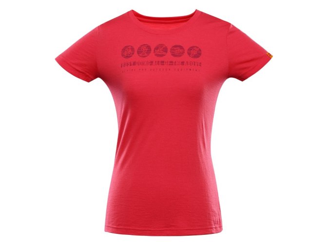 triko dámské krátké ALPINE PRO WOOLENA 3 s merinem růžové (Velikost S)