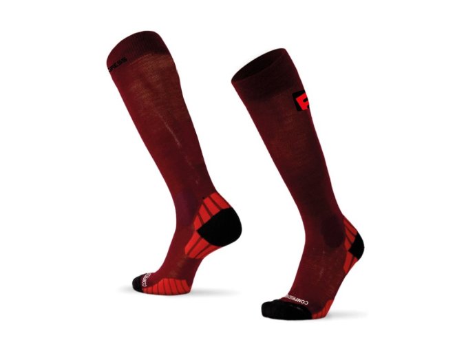 podkolenky kompresní Progress COMPRESS MERINO vínové (Velikost 35-38)