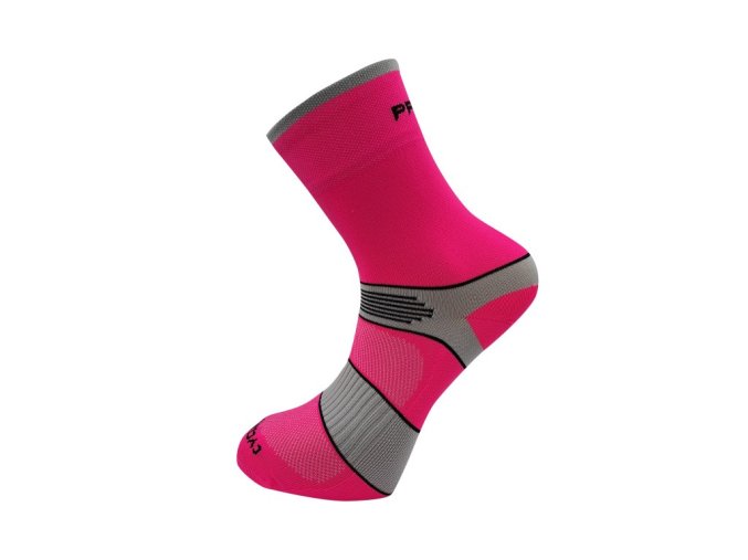 ponožky Progress CYCLING HIGH SOX neon růžová-šedá (Velikost 35-38)