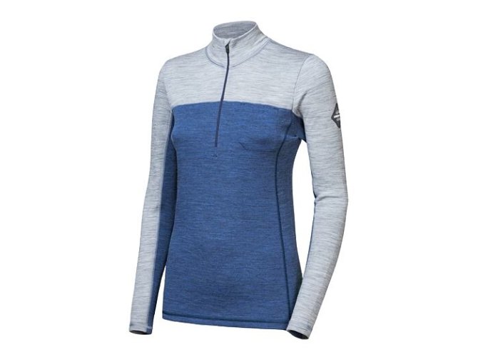 triko dámské dlouhé SENSOR BOLD ZIP merino modro/šedé (Velikost L)