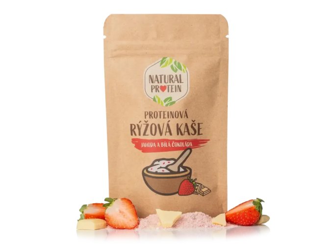 kaše rýžová NaturalProtein proteinová jahoda a bílá čokoláda 60g