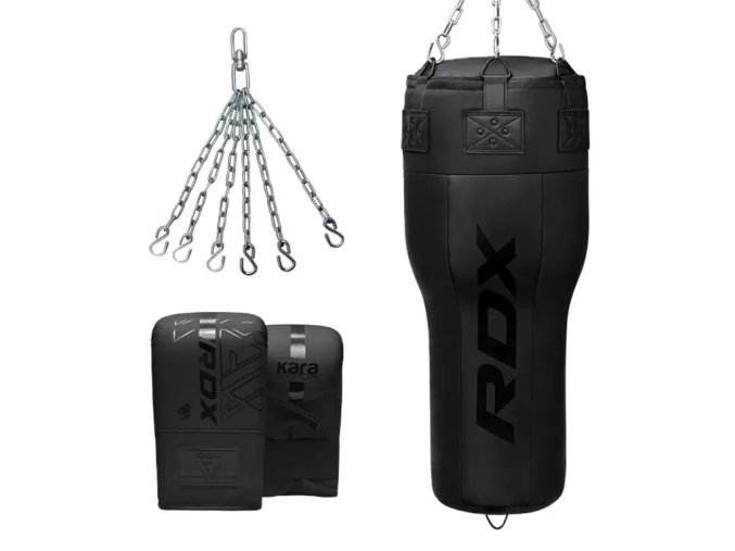 boxovací pytel RDX 3v1 s rukavicemi, otočný řetěz, plněný, černý