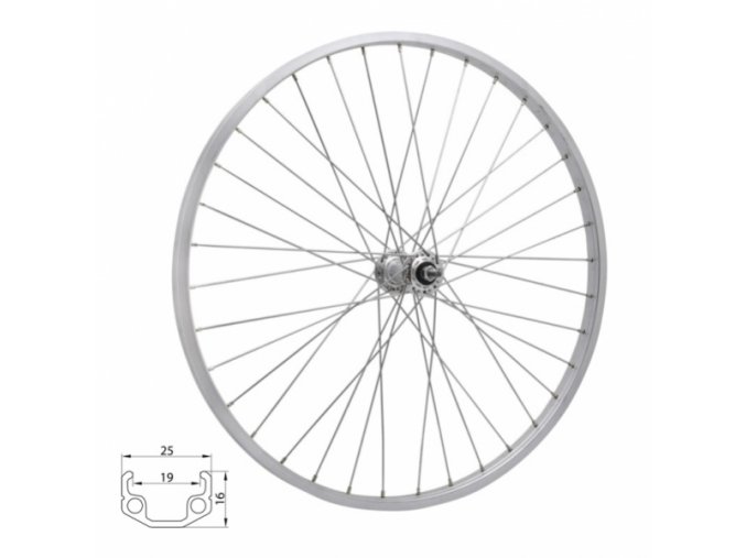 kolo zapletené 28"  622-19 zadní  36 děr stříbrné Union/CnSpoke