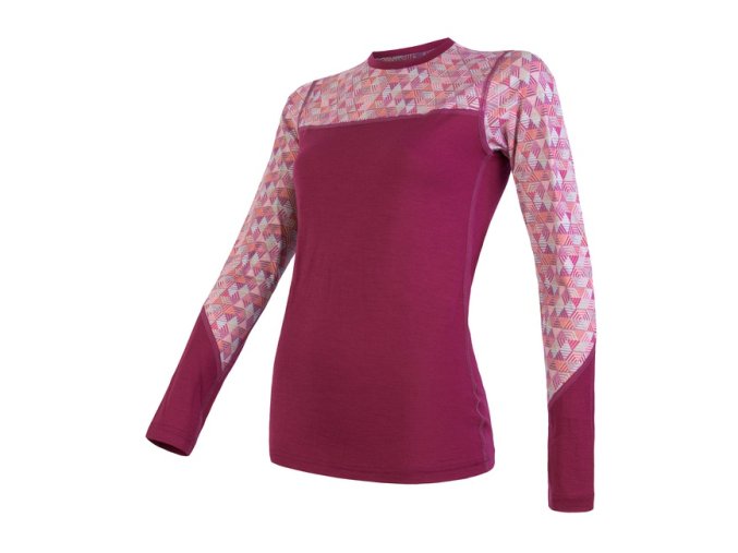 triko dlouhé dámské SENSOR MERINO IMPRESS lila/pattern (Velikost L)