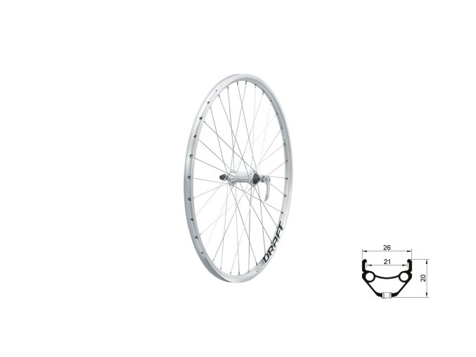 KELLYS Zapletené kolo přední KLS DRAFT V-brake F, 26", silver