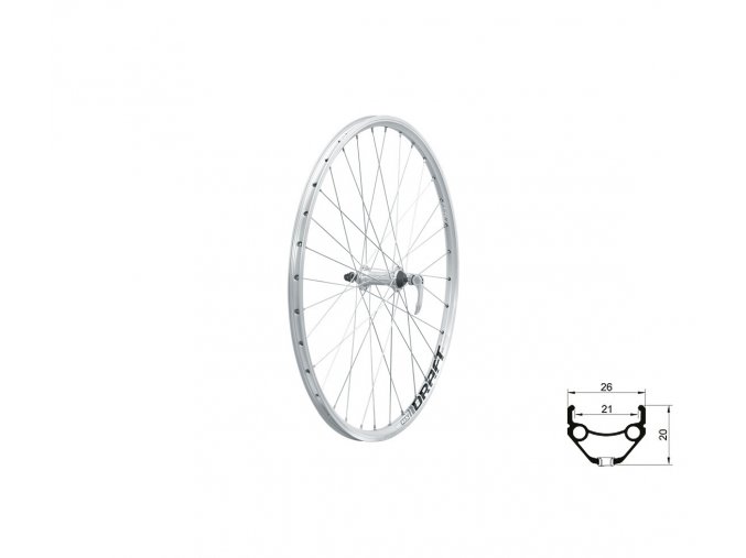 KELLYS Zapletené kolo přední KLS DRAFT V-brake F, 26", silver