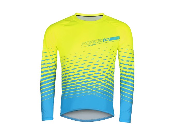 dres FORCE MTB ANGLE dlouhý rukáv, fluo-modrý