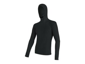 triko dlouhé pánské SENSOR MERINO DOUBLE FACE s kapucou černé (Velikost L)