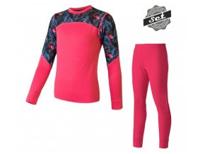 komplet dětský SENSOR MERINO IMPRESS set magenta/floral (Velikost 110)