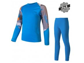 komplet dětský SENSOR MERINO IMPRESS set modrá/camo (Velikost 110)