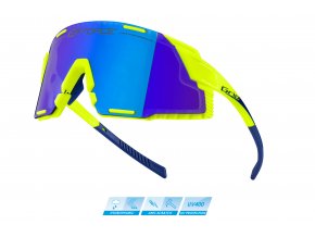 brýle FORCE GRIP fluo, modrá revo skla