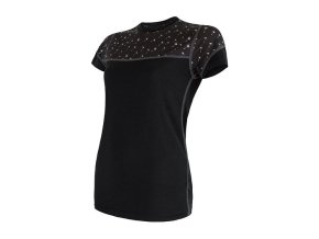triko krátké dámské SENSOR MERINO IMPRESS černá/pattern (Velikost L)