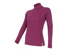 triko dlouhé dámské SENSOR MERINO DOUBLE FACE zip lilla