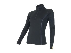 triko dlouhé dámské SENSOR MERINO ACTIVE zip černé