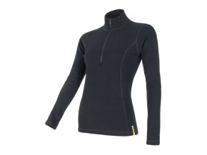 triko dlouhé dámské SENSOR MERINO DOUBLE FACE zip černé (Velikost L)