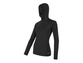 triko dlouhé dámské SENSOR MERINO DOUBLE FACE s kapucou černé (Velikost L)