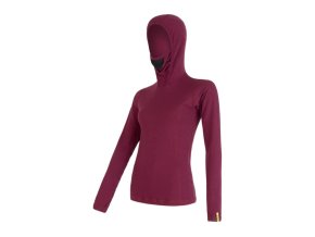 triko dlouhé dámské SENSOR MERINO DOUBLE FACE s kapucou lilla