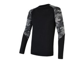 triko dlouhé pánské SENSOR MERINO IMPRESS černá/honeycomb (Velikost S)