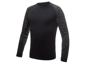 triko dlouhé pánské SENSOR MERINO IMPRESS černá/batik (Velikost L)